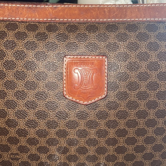Authentic Vintage Celine Brown Macadam PVC Canvas and Leather Clutch Bag Large - Picture 3 of 13